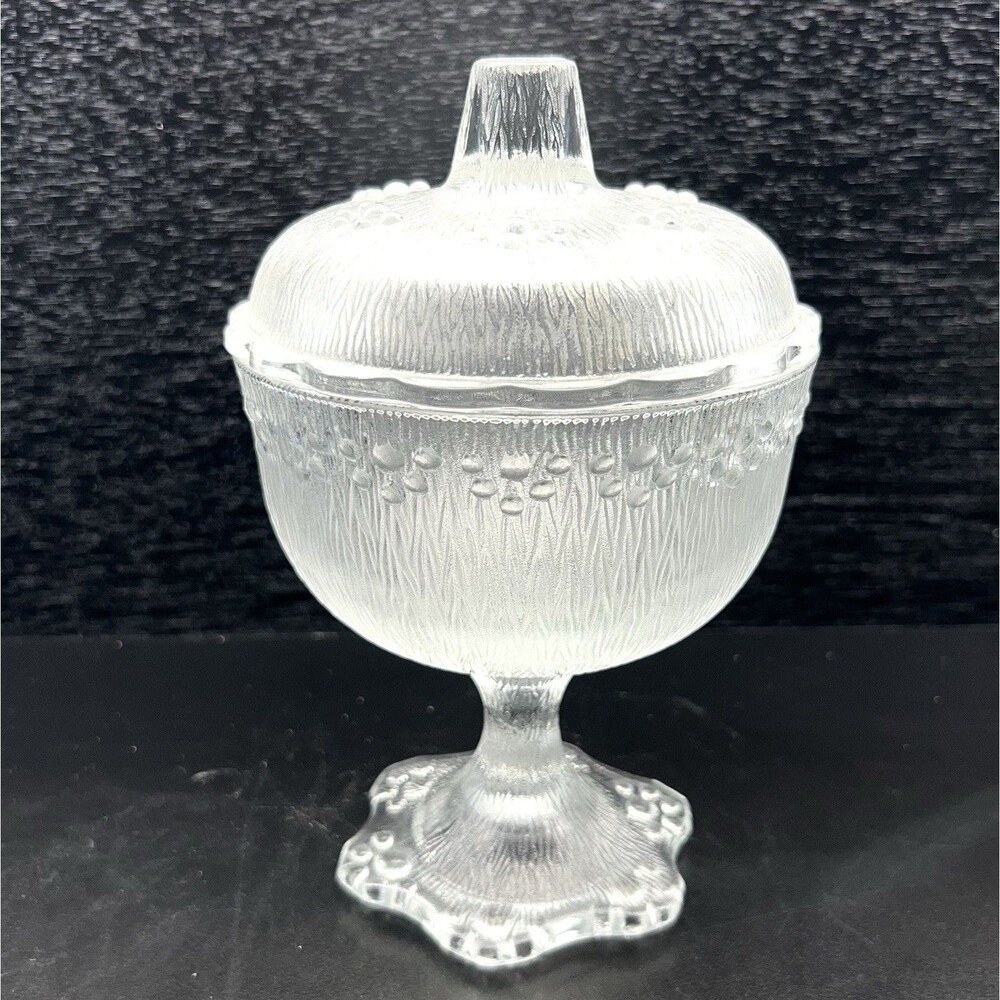 Barocco Candy Dish /Compote-Pedestal w/ Lid- Bubble & Lace 7.5” Vintage Italy
